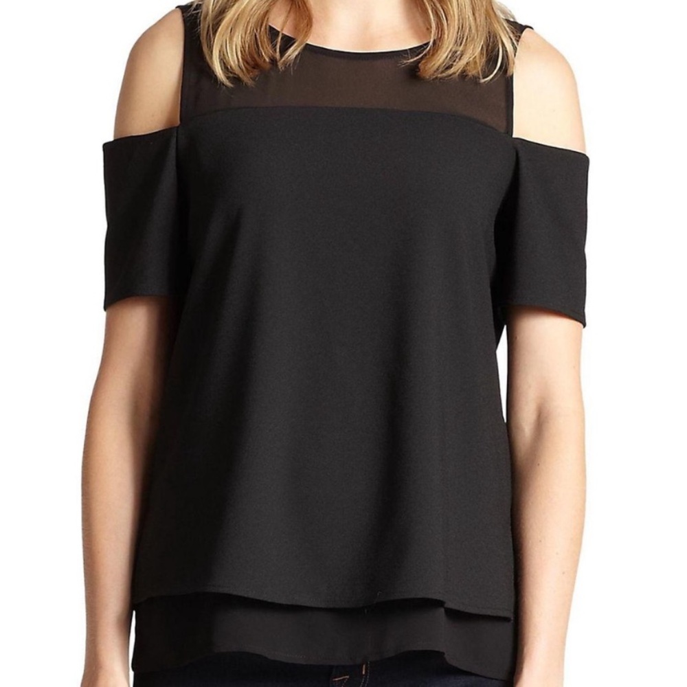 Cooper & Ella Cold Shoulder Black Blouse